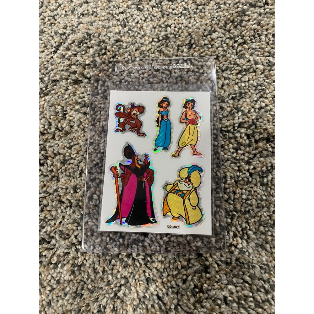 Vintage Disney Aladdin Holographic Sticker Sheet Jafar Jasmine Abu Sultan‎ 90s